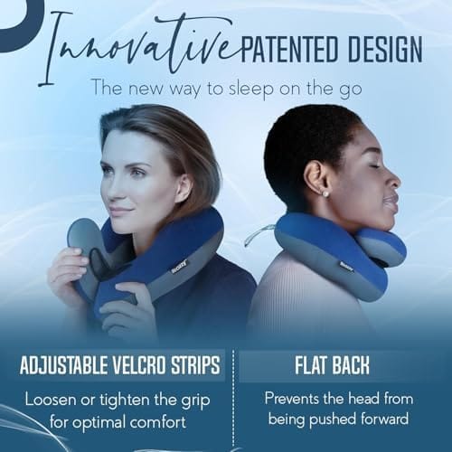 BCOZZY Travel Neck Pillow for Airplane – Patented Double Support for Head, Neck, and Chin. Best for Long Flights, Plane Sleeping, and Car Rides. Adjustable Size. Fully Washable. Carry Bag. Large, Gray - Image 3