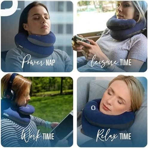 BCOZZY Travel Neck Pillow for Airplane – Patented Double Support for Head, Neck, and Chin. Best for Long Flights, Plane Sleeping, and Car Rides. Adjustable Size. Fully Washable. Carry Bag. Large, Gray - Image 4