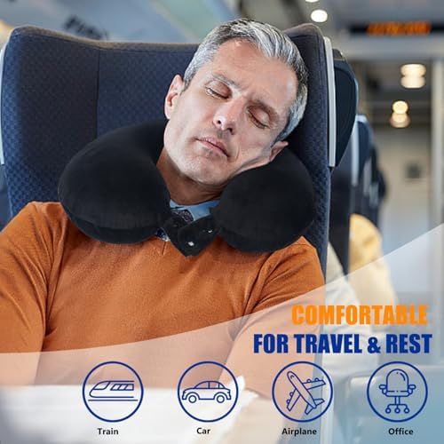 SAIREIDER Travel Pillow 100% Pure Memory Foam Travel Neck Pillow, Airplane Pillow for Traveling、Car、Home、Office，Washable Cover（Black） - Image 2