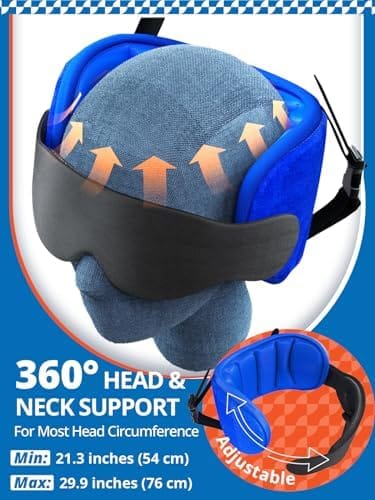 Travel Pillows for Airplanes, Airplane Pillow for Long Flight, Airplane Head Strap with Eye Mask for Sleep, Travel Neck Pillow for Car Road Trip, 360° Support Headrest, Stop Bobblehead, Black - Image 5