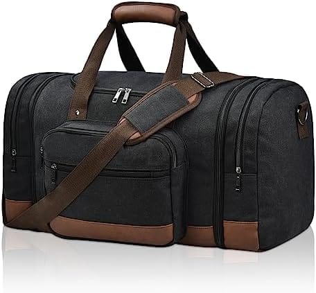 Litvyak Duffle Bag for Travel, Carry on Bag Travel Bags for Men Canvas Travel Duffel Bags Overnight Weekend Gym Bag Carry On Luggage Bags (Black)