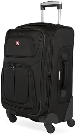 SwissGear Sion Softside Expandable Luggage, Black, Checked-Medium 25-Inch