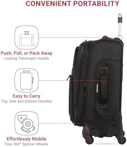 SwissGear Sion Softside Expandable Luggage, Black, Checked-Medium 25-Inch - Image 2