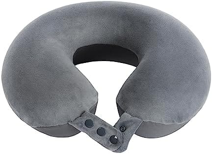 Travel Neck Pillow, Top Memory Foam Pillow for Head Support, Ideal for Airplanes, Cars, and Home Recliners, Adjustable and Soft (Grey) - Image 2