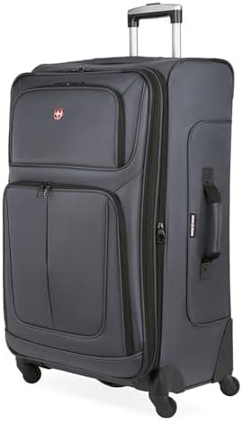 SwissGear Sion Softside Expandable Luggage, Dark Grey, Checked-Large 29-Inch