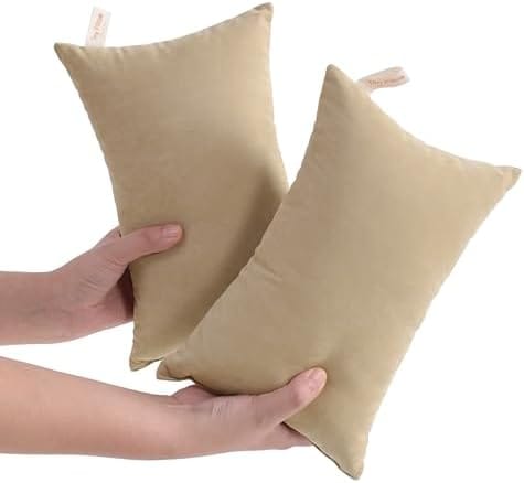 NTBAY Tiny Pillows, Down Alternative 7"x11" Microfiber Mini Pillows for Travel, Pets, Soft Machine Washable Small Pillows for Neck, Wrist, Lumbar and Knee, Light Taupe