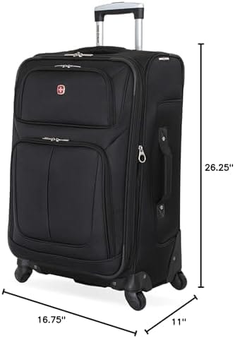 SwissGear Sion Softside Expandable Luggage, Black, Checked-Medium 25-Inch - Image 10