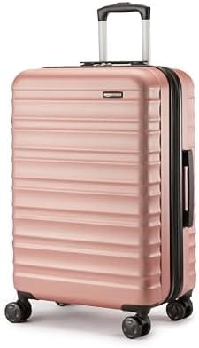 Amazon Basics 26-Inch Hardside Checked Luggage, Hardshell Suitcase With Wheels, Expandable For Up to 15% More Space, With Scratch-Resistant Surface, Four Multi-directional Wheels, Rose Gold