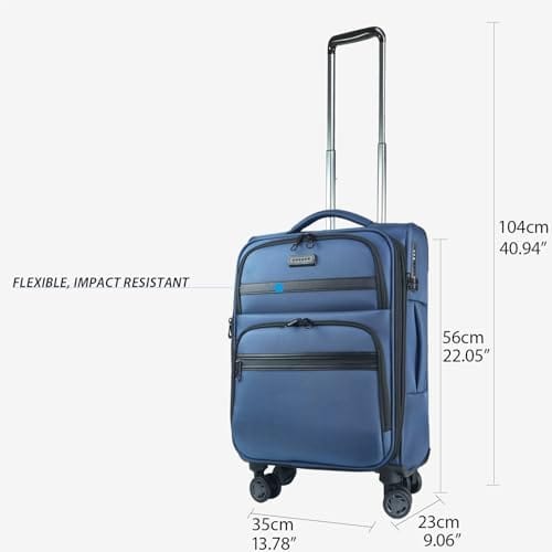 KROSER Softside Expandable Carry On Luggage with Spinner Wheels & Built-in TSA Lock, Durable Suitcase Rolling Luggage with USB Port, Carry-On 20-Inch, Haze Blue - Image 2