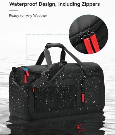 Large 3 In 1 Waterproof Garment Duffle Bags for Travel with Shoe Compartment, Mens Carry On Convertible Garment Bags for Travel Combo with Wet Compartment, Suit Bag Travel for Men and Women (black) - Image 4