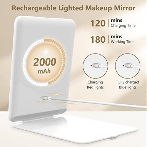 Rechargeable Makeup Mirror for Travel, Vanity Mirror with 80LEDs, 3 Color Light, 2000mAh Battery, Portable Ultra Slim Lighted Mirror, Travel Essential - Image 6