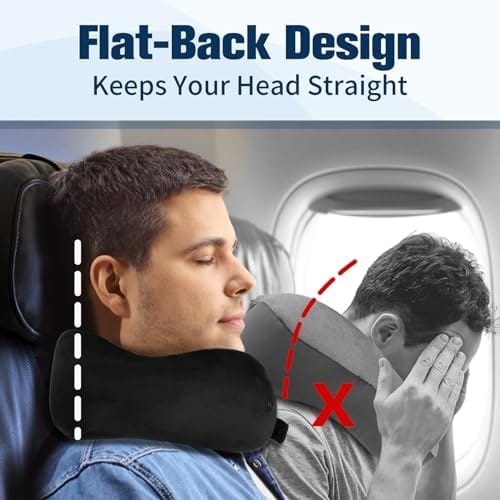 Neck Pillow for Traveling, Travel Pillows for Airplanes,100% Pure Memory Foam Travel Neck Pillow, Adjustable Flight Pillow, Portable Plane Accessories with Eye Mask, Earplugs, Carry Bag - Image 4