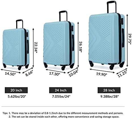 Travelhouse Luggage Set 3 Piece ABS Lightweight Suitcase with Spinner Wheels Hardside Carry on Suitcase,TSA Lock for Travel, Business (Green) - Image 6