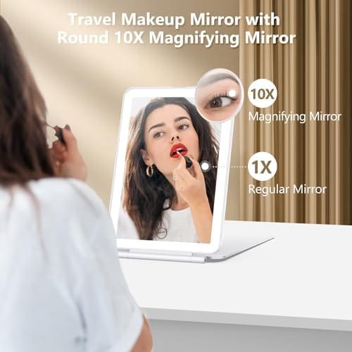 Rechargeable Makeup Mirror for Travel, Vanity Mirror with 80LEDs, 3 Color Light, 2000mAh Battery, Portable Ultra Slim Lighted Mirror, Travel Essential - Image 4