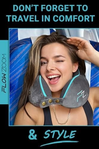 Travel Pillow Memory Foam - Airplane Neck Pillow for Long Flight - Travel Pillows for Airplanes - Adjustable Travel Neck Pillow - Flight Pillow - Car & Plane Pillow - Adults, Grey - Image 5