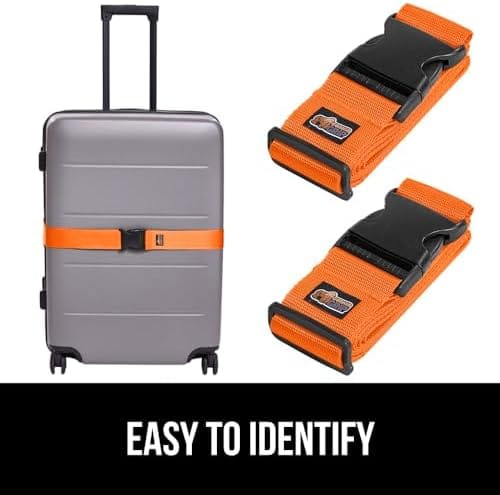 Gorilla Grip Heavy Duty Adjustable Luggage Straps for Suitcases, Easy to Identify Travel Belt Connector Holds Suitcase Together, Extends Life of Bag, Strap Connects Two Bags, Accessories 2 Pack Orange - Image 4