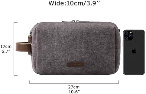 BAGSMART Toiletry Bag for Men, Canvas Travel Toiletry Organizer Dopp Kit Water-resistant Shaving Bag for Toiletries Accessories,Grey-Medium - Image 6