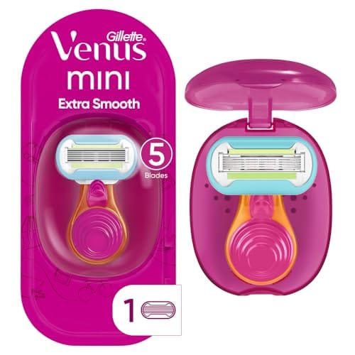 Gillette Venus Extra Smooth On The Go Women's Razor, Convenient and Compact, Mini Handle, Travel Razor Kit, 5 Bladed Razor Handle + 1 Blade Refill + 1 Travel Case