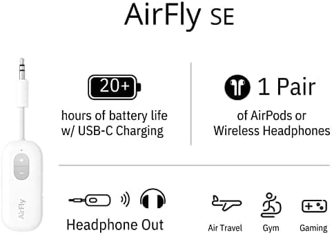 Twelve South AirFly SE | Bluetooth Wireless Transmitter/Adapter for AirPods/Wireless or Noise-Cancelling Headphones; use on Airplanes and Gym Equipment, 20+ hr Battery Life - Image 9