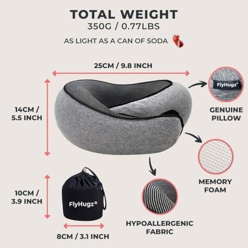 FlyHugz® Neck Travel Pillow | Memory Foam Neck Pillow for Comfort on Airplane | Compact and Ergonomic Design for Travel, Car Rides, and Home Use | Ideal for Adults and Kids - Image 5