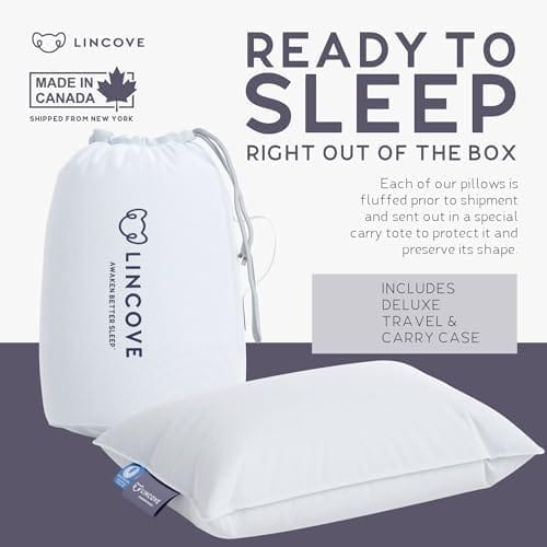 Lincove Canadian Down Feather Travel Pillow Pack of 2 - Luxury Pillows to Support Head, Neck, While Sleeping on Airplanes, Cars, Hotels & Home - Comfortable Vacation Sleeping Essential, 13"x18" - Image 3