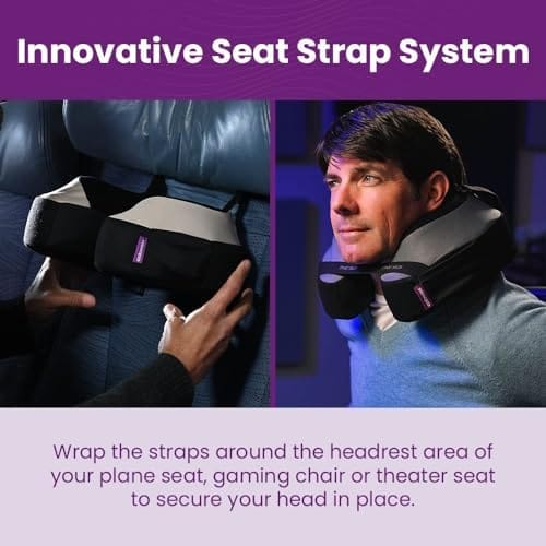 Cabeau The Neck's Evolution, TNE S3 Travel Neck Pillow Memory Foam Airplane Pillow - Neck Pillow with Attachment Straps - 360-Degree Support for Travel, Home, Office, and Gaming (Paris Lavender) - Image 6