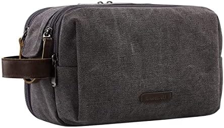 BAGSMART Toiletry Bag for Men, Canvas Travel Toiletry Organizer Dopp Kit Water-resistant Shaving Bag for Toiletries Accessories,Grey-Medium