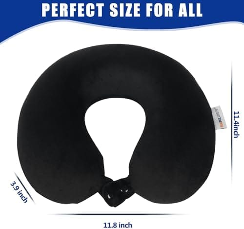 SAIREIDER Travel Pillow 100% Pure Memory Foam Travel Neck Pillow, Airplane Pillow for Traveling、Car、Home、Office，Washable Cover（Black） - Image 6