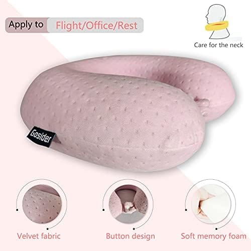 Neck Pillows for Sleeping Travel Pink Travel Pillow Comfortable U Shape Memory Foam Pillows Neck and Head Support Portable Travel Neck Pillow Suitable for Planes, Trains, Self-Driving Cars - Image 2