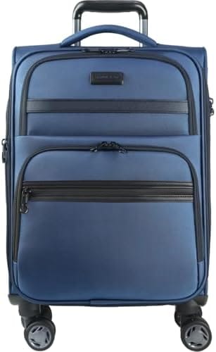 KROSER Softside Expandable Carry On Luggage with Spinner Wheels & Built-in TSA Lock, Durable Suitcase Rolling Luggage with USB Port, Carry-On 20-Inch, Haze Blue