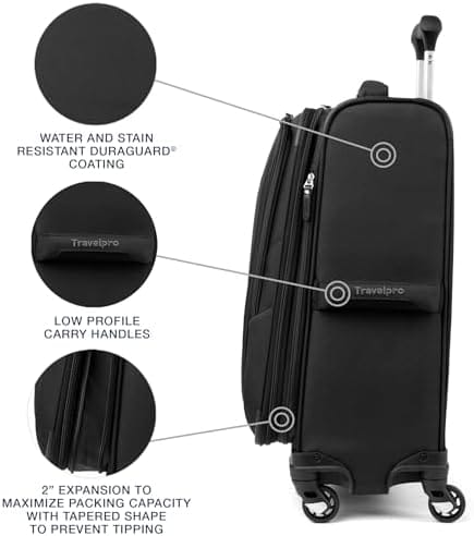 Travelpro Maxlite 5 Softside Expandable Carry on Luggage with 4 Spinner Wheels, Lightweight Suitcase, Men and Women, Black, Carry On 21-Inch - Image 4