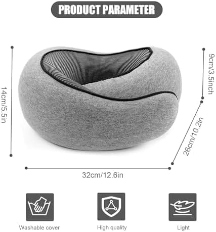 RURING Travel Pillows for Airplanes, Travel Neck Pillow Travel Pillow, Neck Pillow Airplane Valentines Day for Her Memory Foam 360 Degree Support Pillows for Airplanes Offices and Cars (Dark Gray) - Image 8