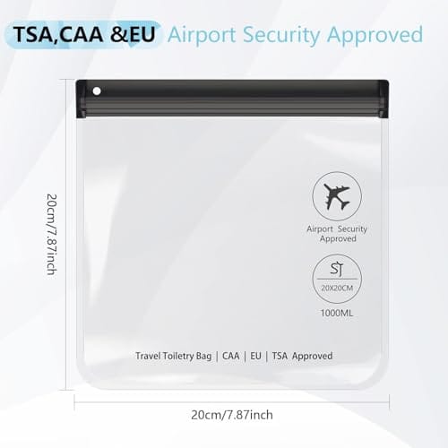 4Pcs Clear TSA Approved Security Toiletry Bag Quart Size for EU UK & US Carry-on Regulations Waterproof & Leakproof Travel Bags for Liquids - Image 2