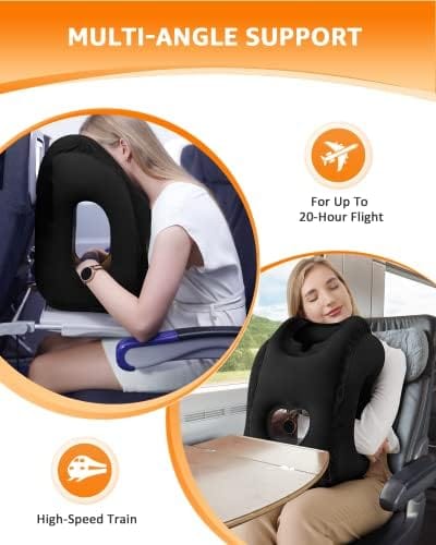 Sunany Travel Pillow, Inflatable Neck Pillow Used for Airplanes/Cars/Buses/Trains/Office Napping with Eye Mask/Earplugs (Balck) - Image 4