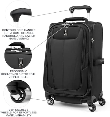 Travelpro Maxlite 5 Softside Expandable Carry on Luggage with 4 Spinner Wheels, Lightweight Suitcase, Men and Women, Black, Carry On 21-Inch - Image 3