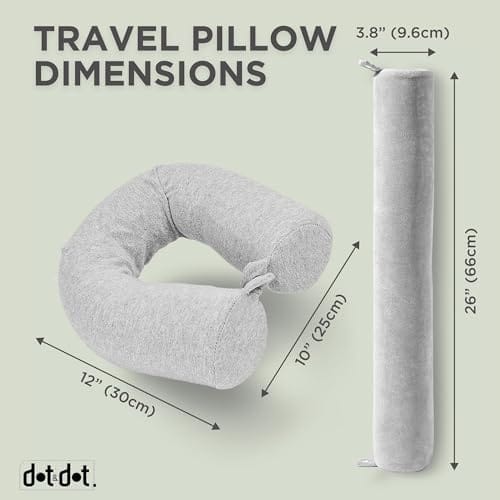 Dot&Dot Twist Memory Foam Travel Pillow for Airplanes - Travel Neck Pillow for Sleeping - Airplane Pillow for Neck Support, Chin, Lumbar and Leg - Adjustable, Bendable Neck Roll Pillow - Image 7