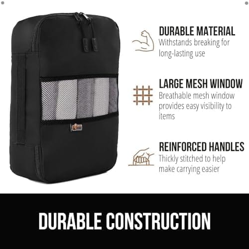 GORILLA GRIP 8 Set Packing Cubes, Travel Essentials for Suitcase, Mesh Organizer Bags for Clothes Toiletries Shoes and Laundry, Luggage and Carry On Airplane Accessories, Traveling Must Haves Black - Image 5