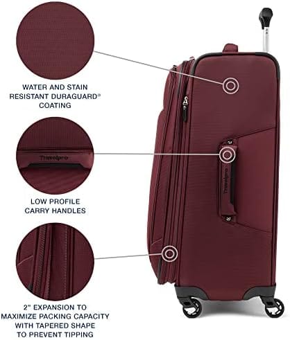 Travelpro Maxlite 5 Softside Expandable Checked Luggage with 4 Spinner Wheels, Lightweight Suitcase, Men and Women, Burgundy, Checked Medium 25-Inch - Image 4