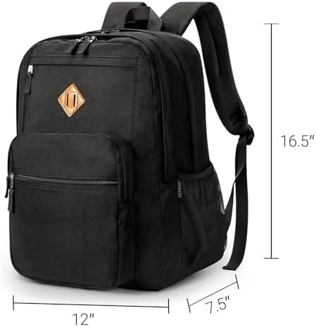 ZORFIN 26L Black Backpack for School, College, and Travel: Water Resistant Bookbag with 8 Compartments - Image 3