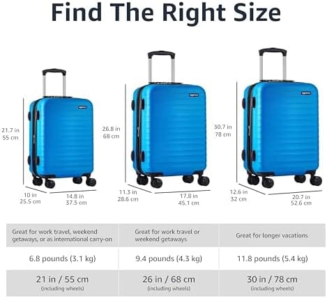 Amazon Basics 30-Inch Hardside Checked Luggage, Hardshell Suitcase With Wheels, Expandable For Up to 15% More Space, With Scratch-Resistant Surface, Four Multi-directional Wheels, Light Blue - Image 5