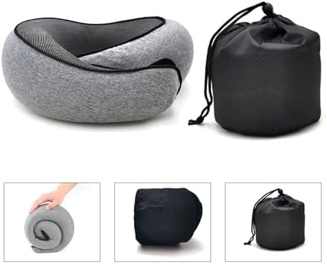 RURING Travel Pillows for Airplanes, Travel Neck Pillow Travel Pillow, Neck Pillow Airplane Valentines Day for Her Memory Foam 360 Degree Support Pillows for Airplanes Offices and Cars (Dark Gray) - Image 5