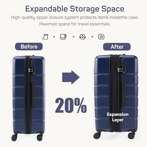 28 Inch Luggage Suitcase with TSA Lock, Hard Shell Rolling Suitcase with Spinner Wheels, Expandable Lightweight Luggage, Blue - Image 6