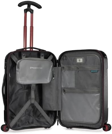 Traveler's Choice Maxporter II Hardside Polycarbonate Suitcase with Spinner Wheels, Black, 22" Carry-On Luggage - Image 7