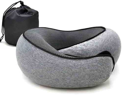 RURING Travel Pillows for Airplanes, Travel Neck Pillow Travel Pillow, Neck Pillow Airplane Valentines Day for Her Memory Foam 360 Degree Support Pillows for Airplanes Offices and Cars (Dark Gray)