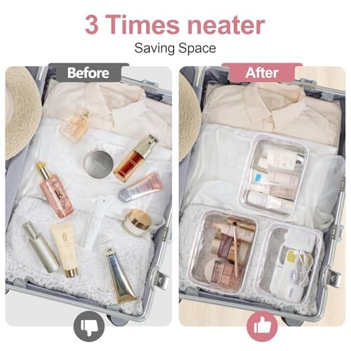 PACKISM Clear Toiletry Bag, 3 Pack TSA Approved Toiletry Bag Quart Size Bag, Travel Makeup Cosmetic Bag for Women Men, Carry on Airport Airline Compliant Bag, White (for age 12 or above) - Image 4