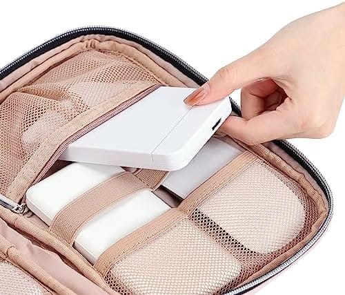 BELALIFE Portable Travel Cable Organizer Bag, Tech Storage Bag for Cord, Charger, Phone, Earphone, Hard Drive, USB, SD Card and Electronic Accessories, Pink - Image 4