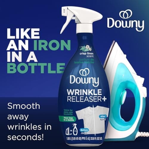 Downy Wrinkle Releaser Spray All In One Wrinkle Release Spray Travel Size, Odor Eliminator, Static Remover Fabric Refresher & Ironing Aid for Clothes 3 Fl Oz (Pack of 2), Crisp Linen Scent - Image 2