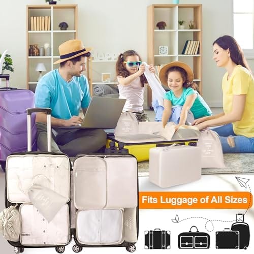 8 Set Packing Cubes for Suitcases, kingdalux Travel Luggage Packing Organizers with Laundry Bag, Compression Storage Shoe Bag, Clothing Underwear Bag, for Man & Women - Image 7