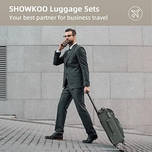 SHOWKOO Luggage Sets 3 Piece Softside Expandable Lightweight Durable Suitcase Sets Double Spinner Wheels TSA Lock Armygreen (20in/24in/28in) - Image 2