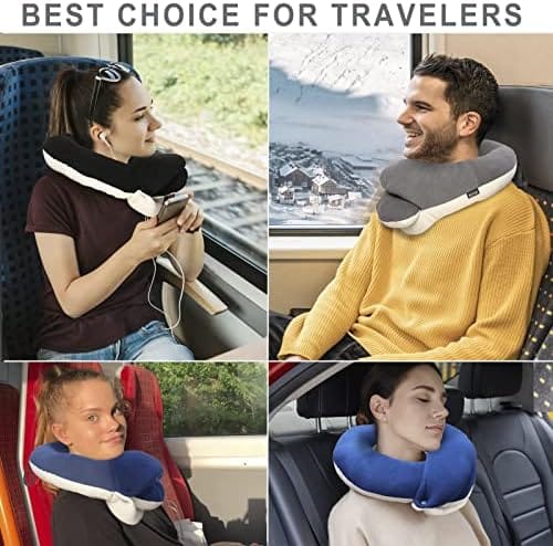 BUYUE Travel Neck Pillows for Airplanes, 360° Head Support Sleep for Long Flight, Skin-Friendly & Breathable, Kit with 3D Contoured Eye Mask, Earplugs and Storage Bag (Adult, Grey, 90+ lbs) - Image 6